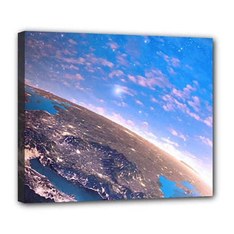 Earth Blue Galaxy Sky Space Deluxe Canvas 24  X 20  (stretched)