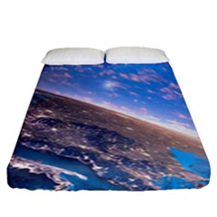 Earth Blue Galaxy Sky Space Fitted Sheet (queen Size)