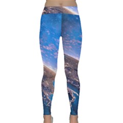 Earth Blue Galaxy Sky Space Classic Yoga Leggings by Cemarart