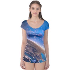 Earth Blue Galaxy Sky Space Boyleg Leotard 