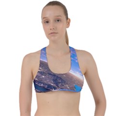 Earth Blue Galaxy Sky Space Criss Cross Racerback Sports Bra by Cemarart