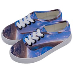 Earth Blue Galaxy Sky Space Kids  Classic Low Top Sneakers by Cemarart