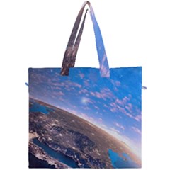 Earth Blue Galaxy Sky Space Canvas Travel Bag by Cemarart