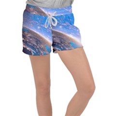 Earth Blue Galaxy Sky Space Women s Velour Lounge Shorts