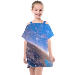 Earth Blue Galaxy Sky Space Kids  One Piece Chiffon Dress by Cemarart