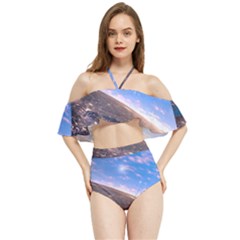 Earth Blue Galaxy Sky Space Halter Flowy Bikini Set  by Cemarart