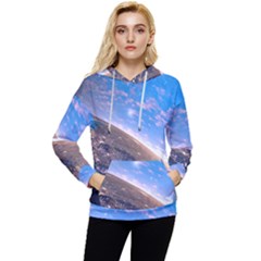 Earth Blue Galaxy Sky Space Women s Lightweight Drawstring Hoodie by Cemarart