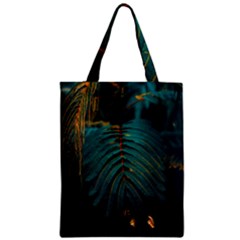 Dark Green Leaves Leaf Zipper Classic Tote Bag