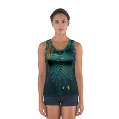 Dark Green Leaves Leaf Sport Tank Top 