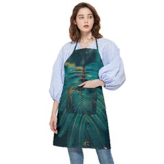 Dark Green Leaves Leaf Pocket Apron