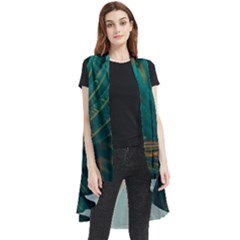 Dark Green Leaves Leaf Sleeveless Chiffon Waistcoat Shirt