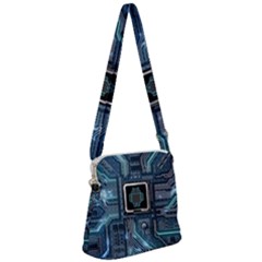 Circuit Board Motherboard Zipper Messenger Bag by Cemarart