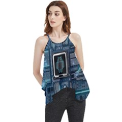 Circuit Board Motherboard Flowy Camisole Tank Top by Cemarart