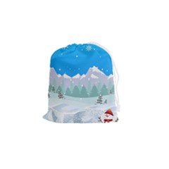 Snowman Orest Snowflakes Drawstring Pouch (Small)