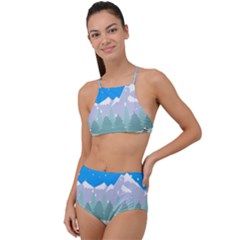 Snowman Orest Snowflakes Halter Tankini Set