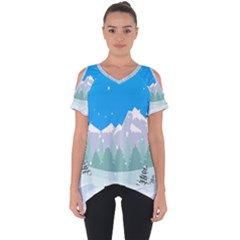 Snowman Orest Snowflakes Cut Out Side Drop T-Shirt