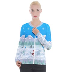 Snowman Orest Snowflakes Casual Zip Up Jacket