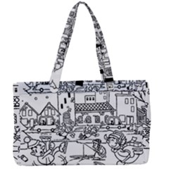 Colouring Page Winter City Skating Canvas Work Bag