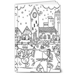 Colouring Page Winter City Skating 8  X 10  Hardcover Notebook by Hannah976