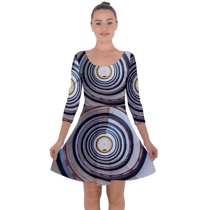 Spiral Staircase Stairs Stairwell Quarter Sleeve Skater Dress