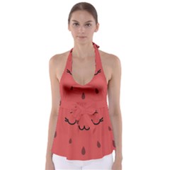 Watermelon Lock Love Tie Back Tankini Top by Cemarart