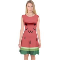 Watermelon Lock Love Capsleeve Midi Dress