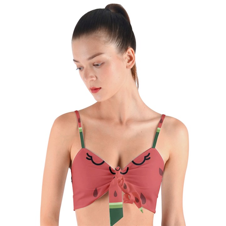 Watermelon Lock Love Woven Tie Front Bralet