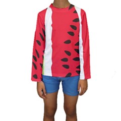 Watermelon Black Green Melon Red Kids  Long Sleeve Swimwear