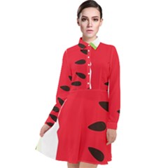 Watermelon Black Green Melon Red Long Sleeve Chiffon Shirt Dress