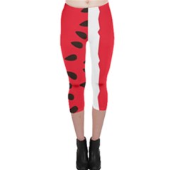 Watermelon Black Green Melon Red Capri Leggings 