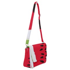 Watermelon Black Green Melon Red Shoulder Bag With Back Zipper by Cemarart