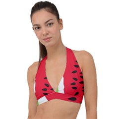 Watermelon Black Green Melon Red Halter Plunge Bikini Top