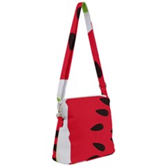 Watermelon Black Green Melon Red Zipper Messenger Bag by Cemarart