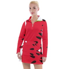 Watermelon Black Green Melon Red Women s Long Sleeve Casual Dress by Cemarart