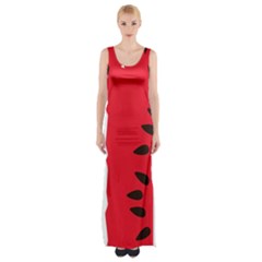 Watermelon Black Green Melon Red Thigh Split Maxi Dress