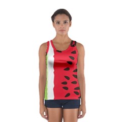 Watermelon Black Green Melon Red Sport Tank Top  by Cemarart