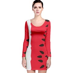 Watermelon Black Green Melon Red Long Sleeve Velvet Bodycon Dress by Cemarart