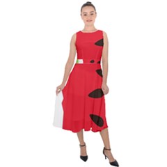 Watermelon Black Green Melon Red Midi Tie-Back Chiffon Dress