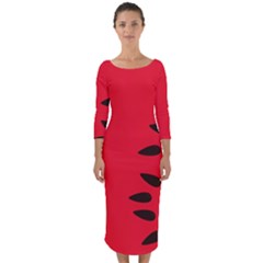 Watermelon Black Green Melon Red Quarter Sleeve Midi Bodycon Dress