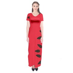 Watermelon Black Green Melon Red Short Sleeve Maxi Dress