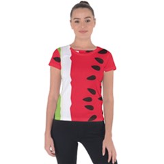 Watermelon Black Green Melon Red Short Sleeve Sports Top 