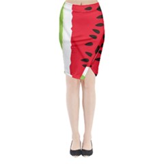 Watermelon Black Green Melon Red Midi Wrap Pencil Skirt