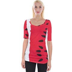 Watermelon Black Green Melon Red Wide Neckline T-Shirt