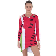 Watermelon Black Green Melon Red Asymmetric Cut-Out Shift Dress