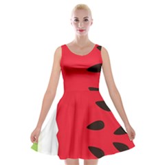 Watermelon Black Green Melon Red Velvet Skater Dress