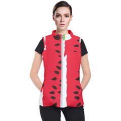 Watermelon Black Green Melon Red Women s Puffer Vest