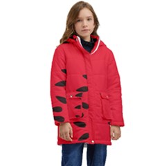 Watermelon Black Green Melon Red Kids  Hooded Longline Puffer Jacket