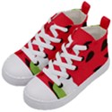 Watermelon Black Green Melon Red Kids  Mid-Top Canvas Sneakers View2