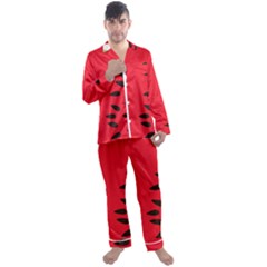 Watermelon Black Green Melon Red Men s Long Sleeve Satin Pajamas Set