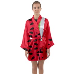 Watermelon Black Green Melon Red Long Sleeve Satin Kimono